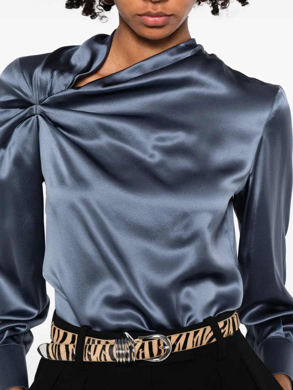 Max Mara Knot-detail Long-sleeve Blouse In Blue