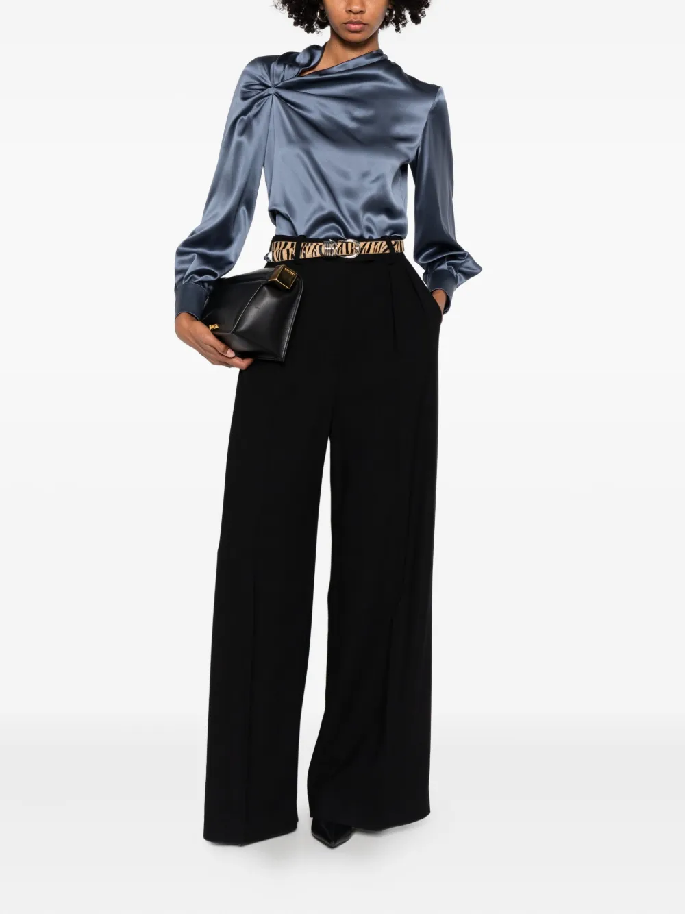 Max Mara Knot-detail Long-sleeve Blouse In Blue