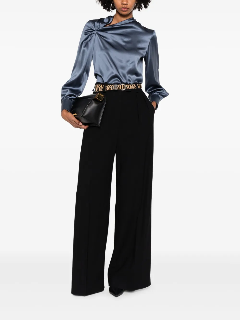 Max Mara knot-detail long-sleeve blouse - Blauw