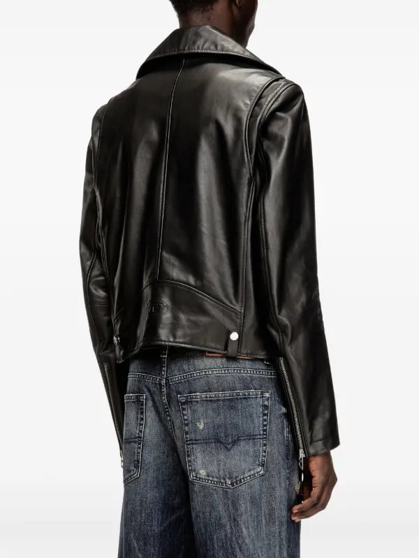 Diesel L-Eo-Wrd Leather Jacket | Black | FARFETCH