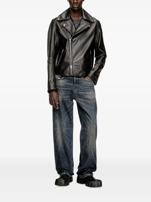 Diesel L-Eo-Wrd Leather Jacket | Black | FARFETCH