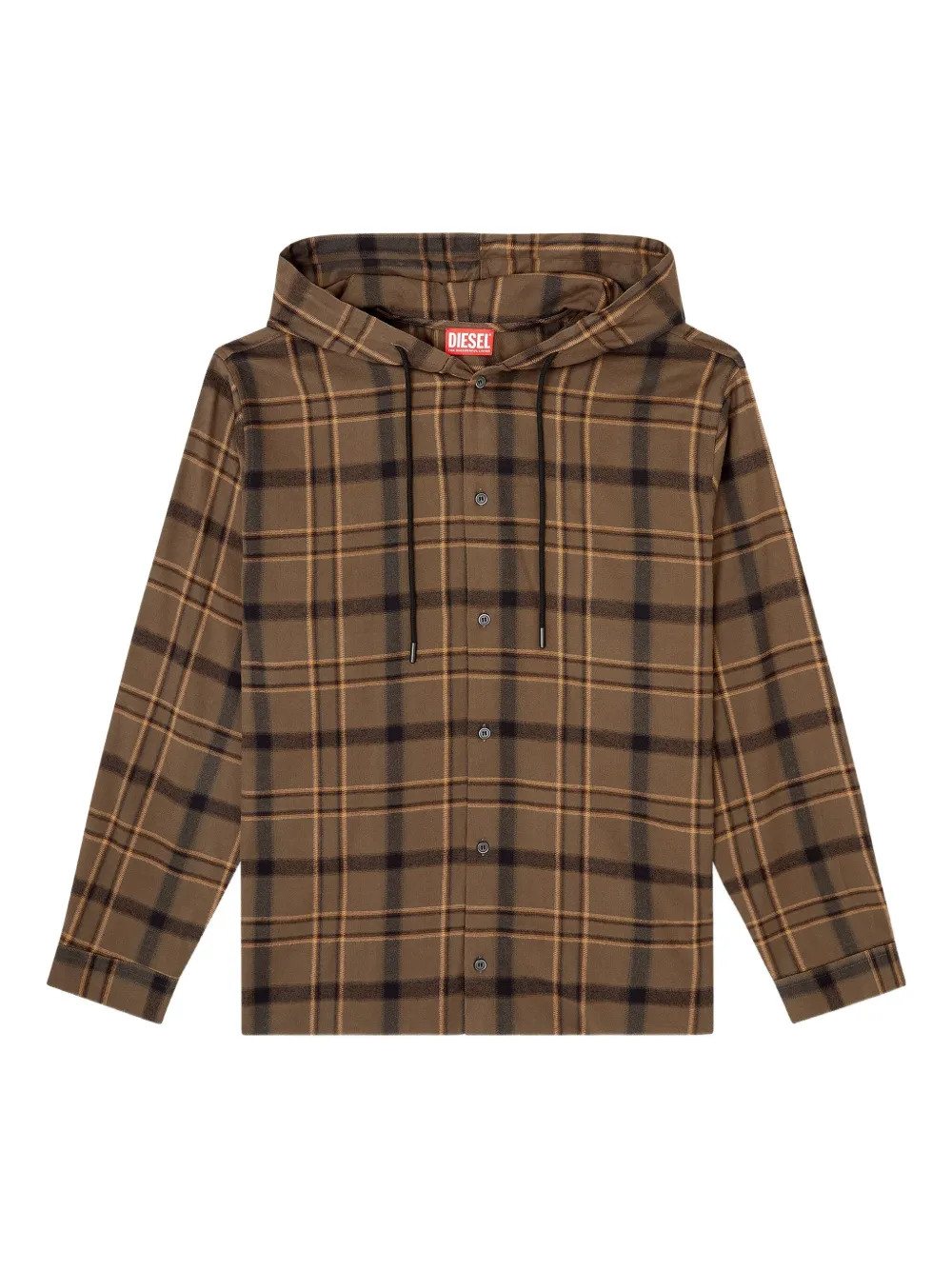 Diesel S-Ix checked hoodie | Brown | Image 1