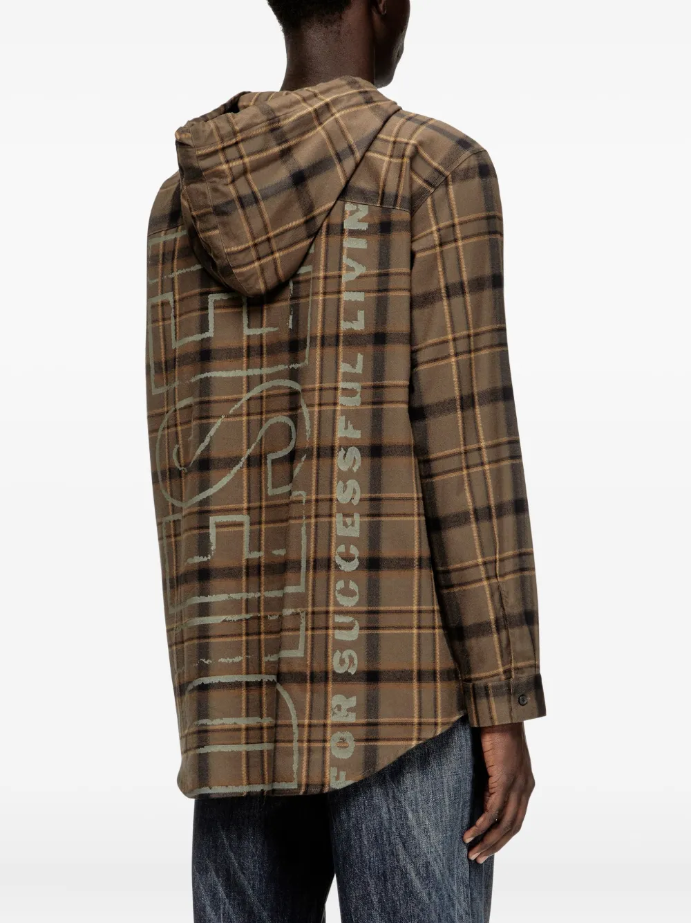 Diesel S-ix Checked Hoodie In Brown