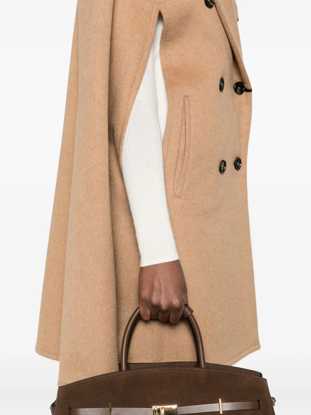 Max Mara Wool Double-breasted Coat In Brown