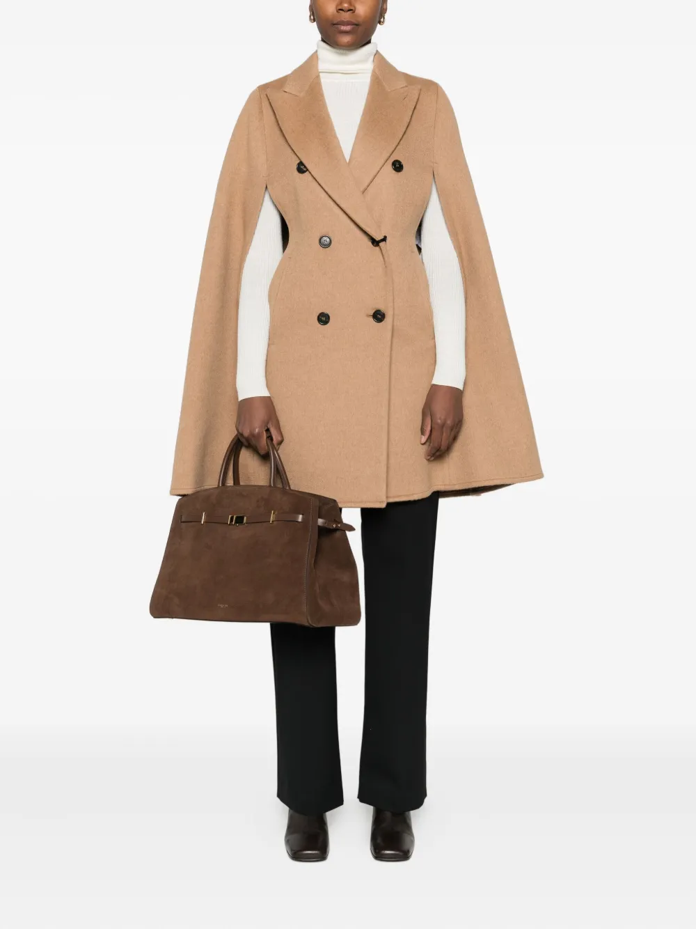 Max Mara Wool Double-breasted Coat In Brown