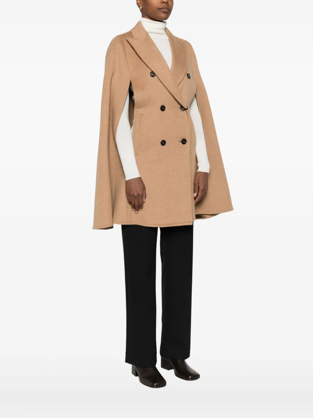 Max Mara Wool Double-breasted Coat In Brown