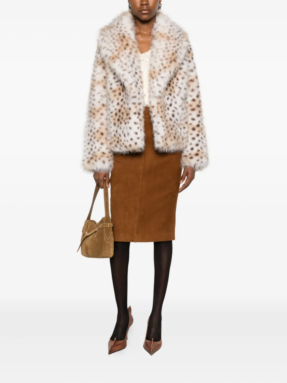 Thelaurent Faux Fur Coat In Animal Print