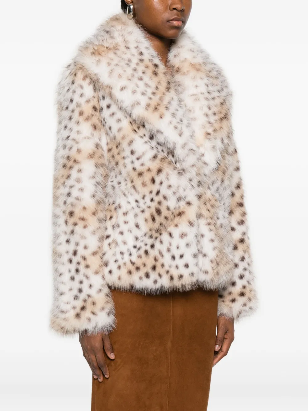 Thelaurent Faux Fur Coat In Animal Print