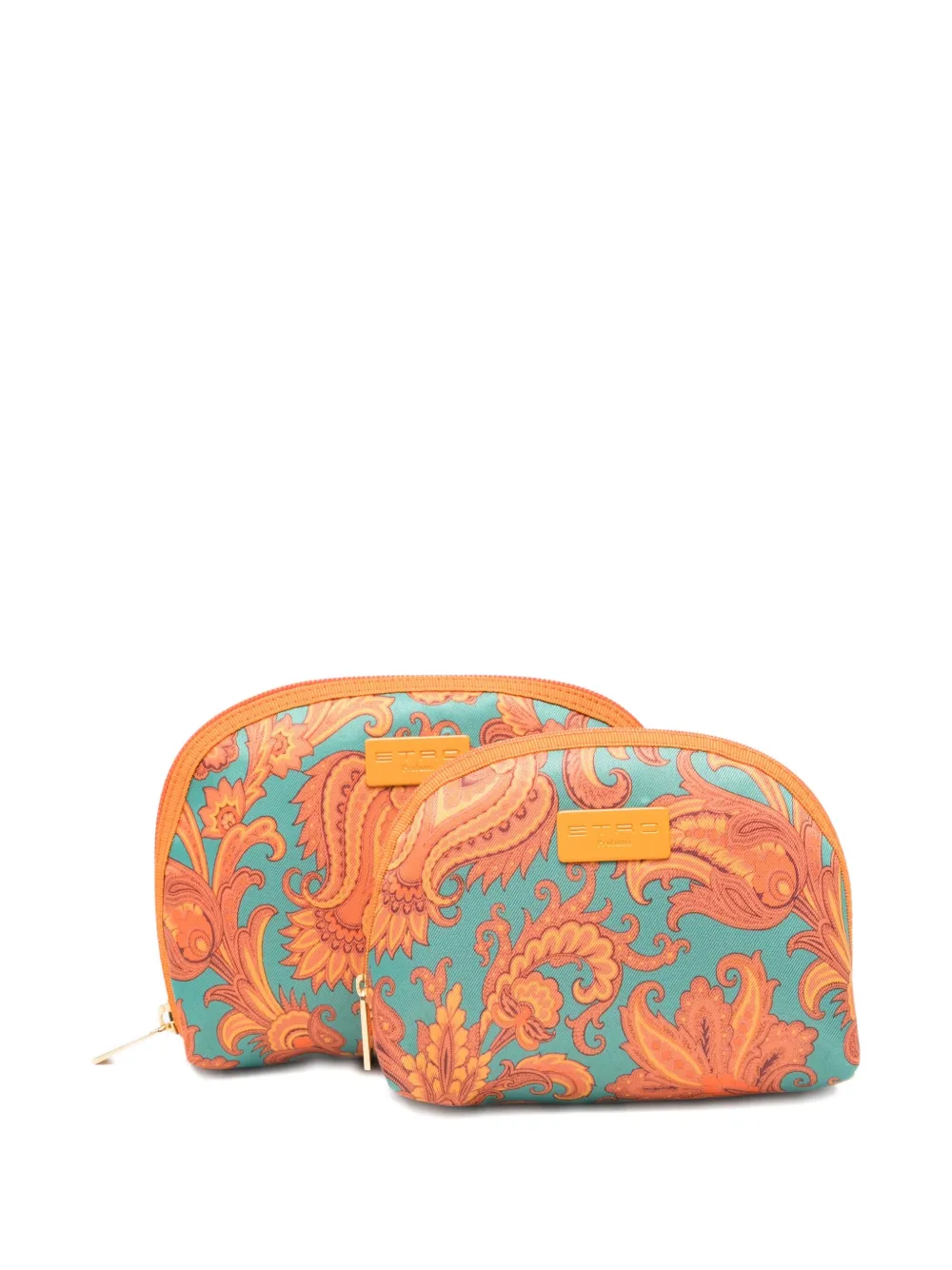 Etro Paisley-pattern Makeup Bag (set Of Two) In Orange