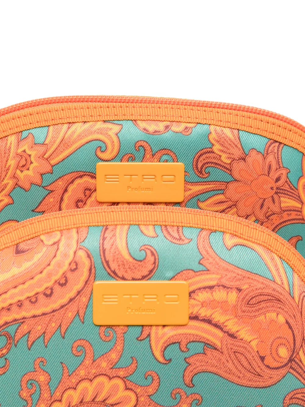 Etro Paisley-pattern Makeup Bag (set Of Two) In Orange