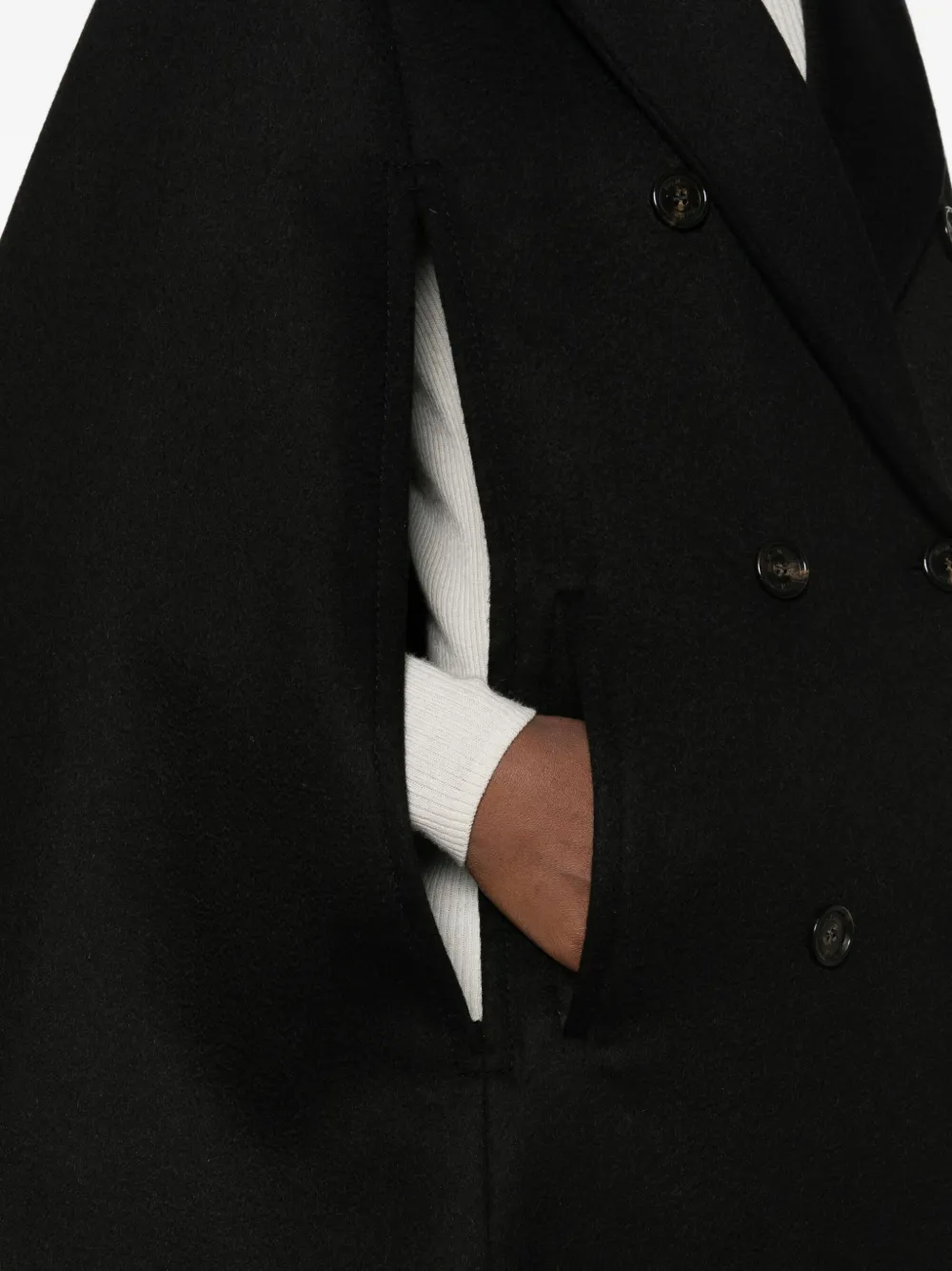 Max Mara Double-breasted Poncho In Black