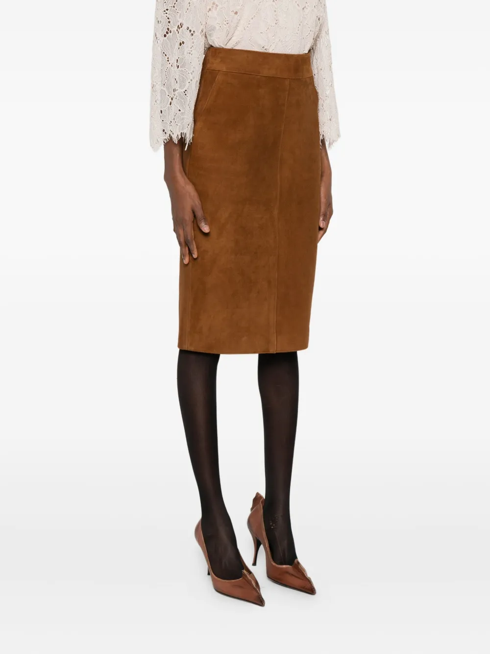 Thelaurent Leather Skirts In Brown