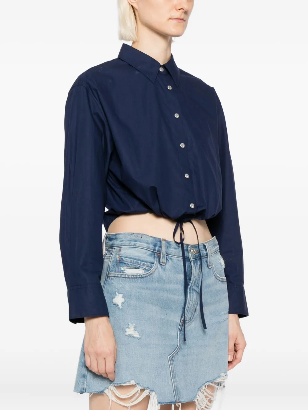 Sport B. By Agnès B. Cropped Long-sleeves Shirt In Blue