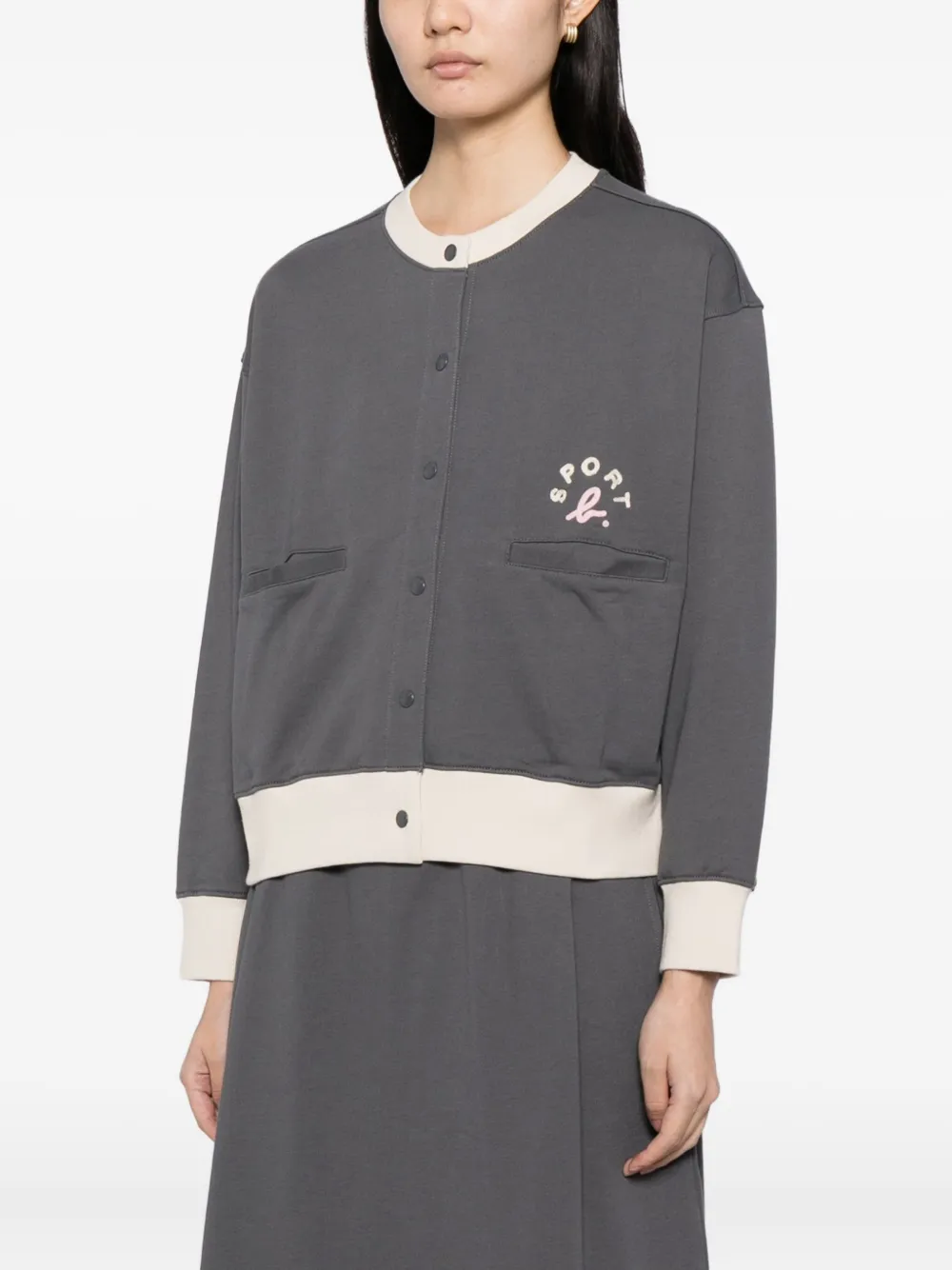 Sport B. By Agnès B. Sporty Snap Cardigan In Gray
