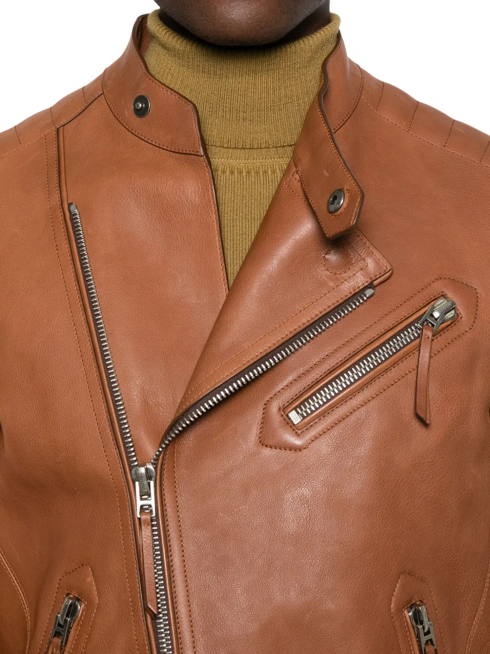 TOM FORD Leren jack Bruin