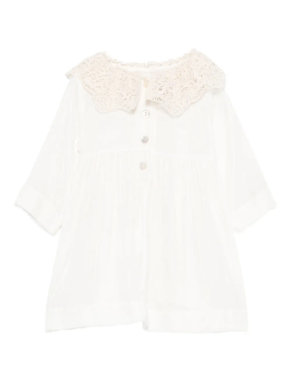 JESURUM BABY Jurk met gehaakte kraag Wit