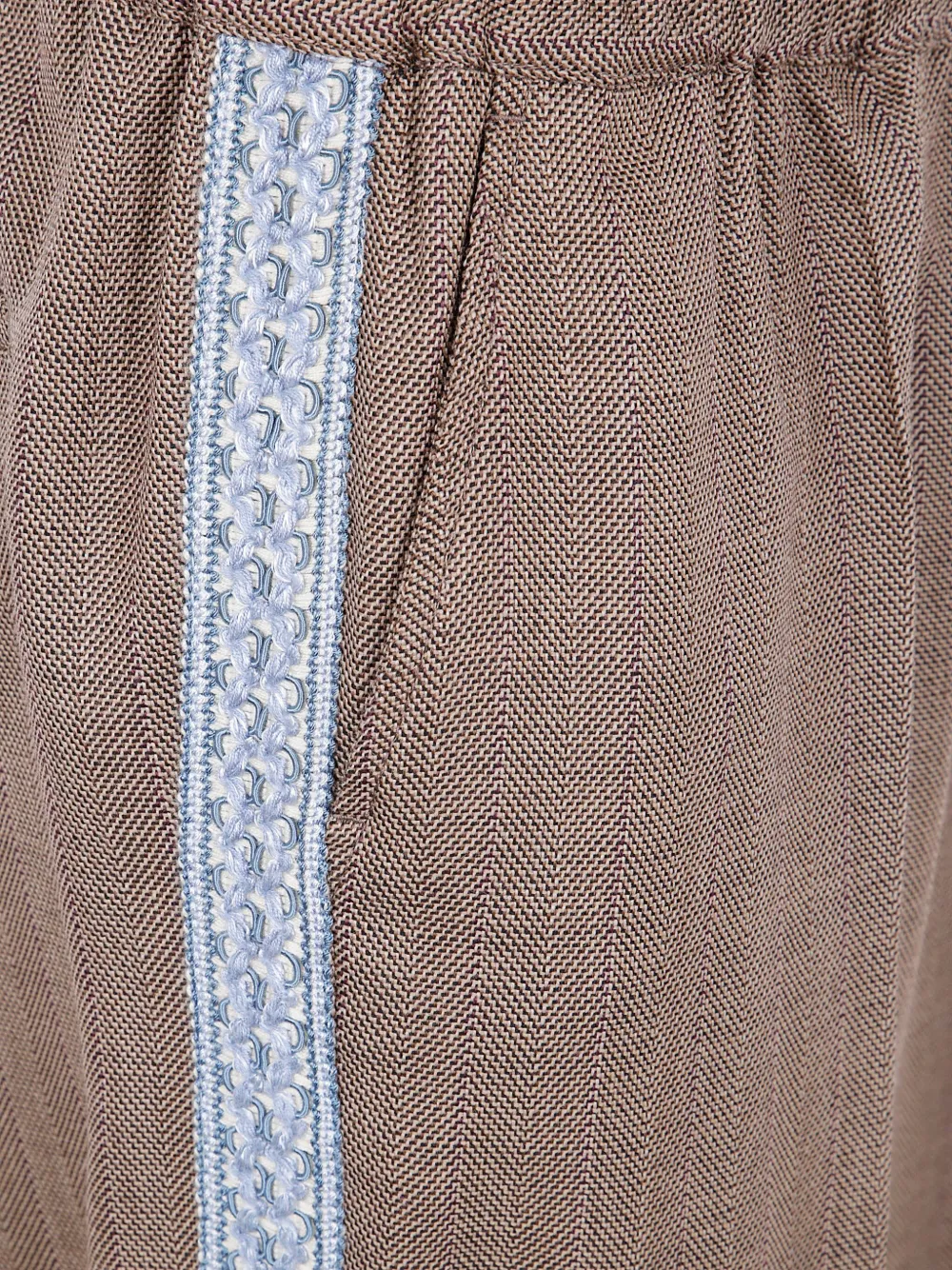 Drôle De Monsieur Chevron Pattern Wide Leg Trousers In Neutral