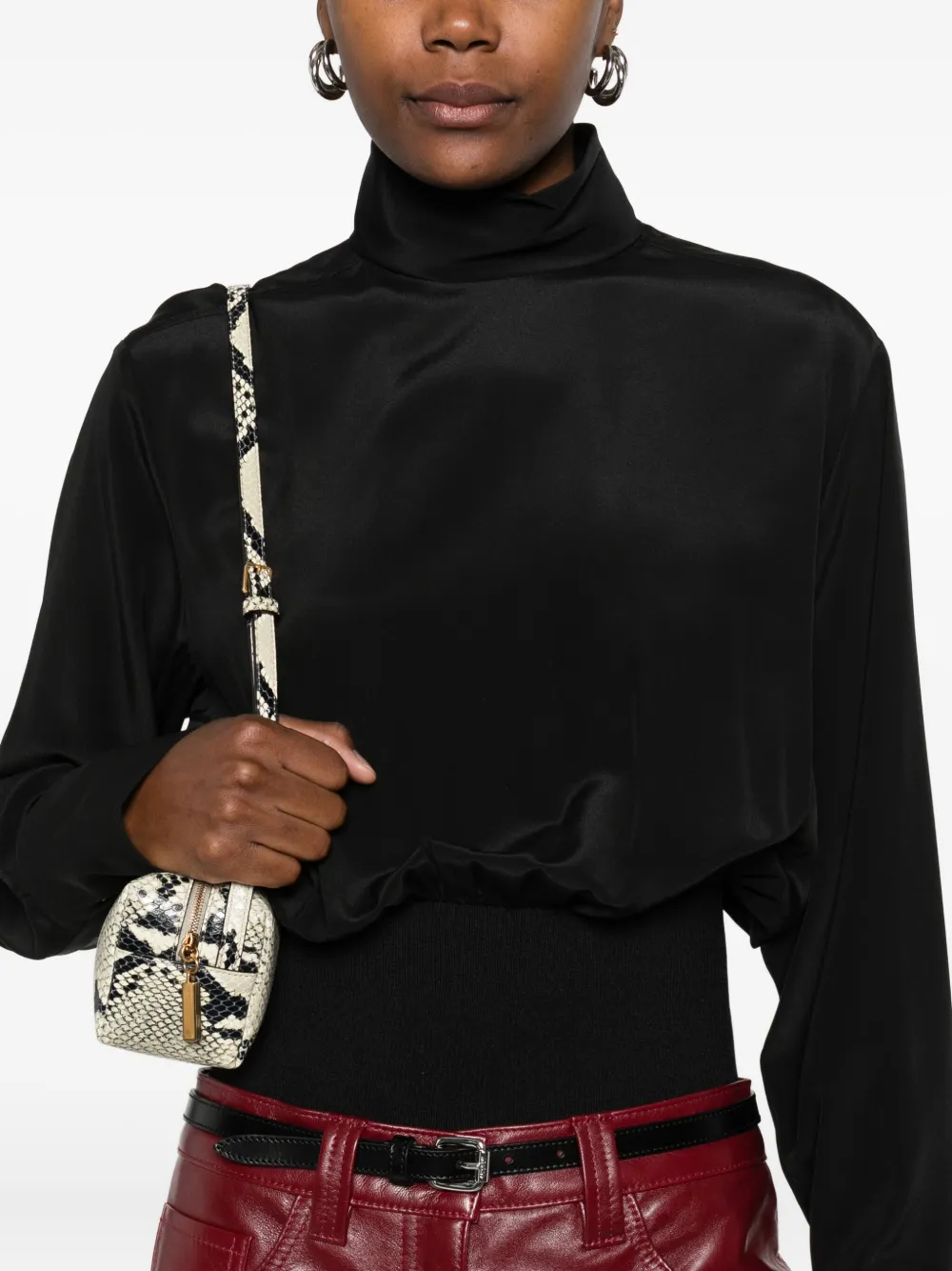 Sportmax Zijden blouse met hoge hals Zwart