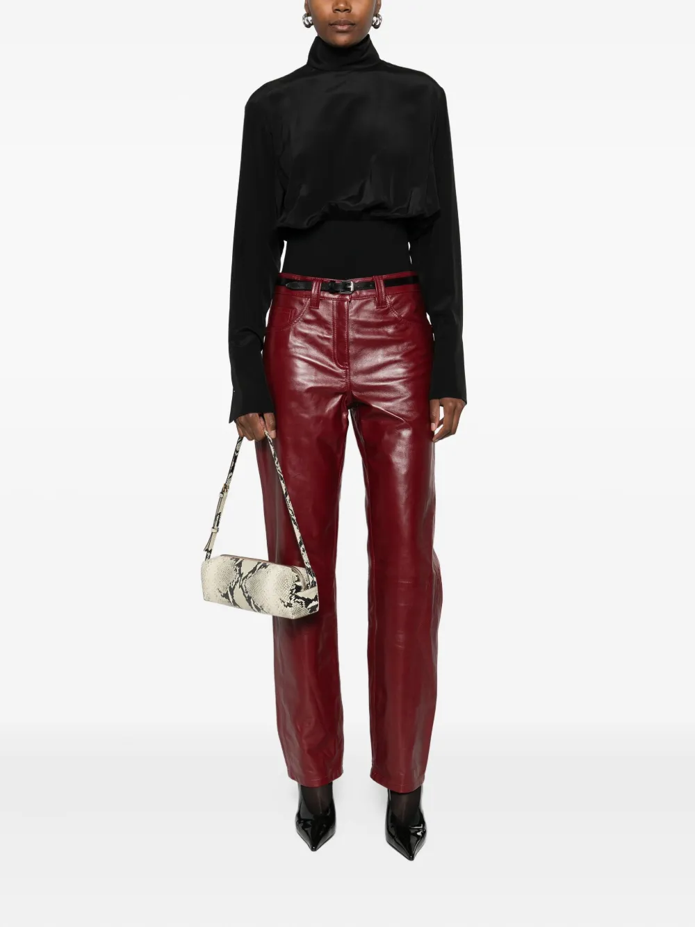 Sportmax Zijden blouse met hoge hals - Zwart