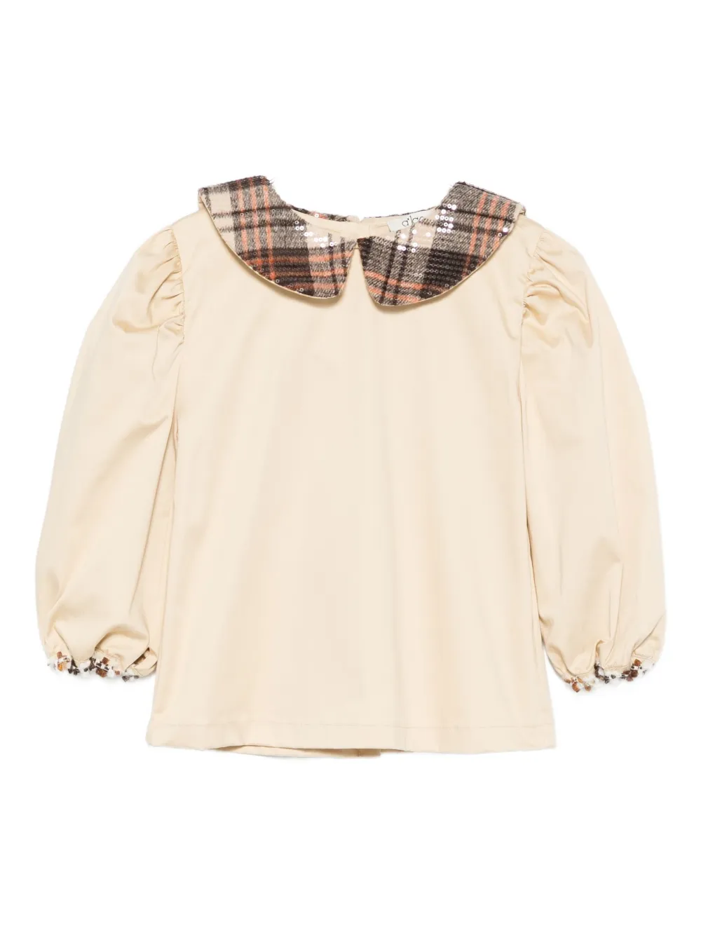 Alapage Checked-collar Blouse In Neutral