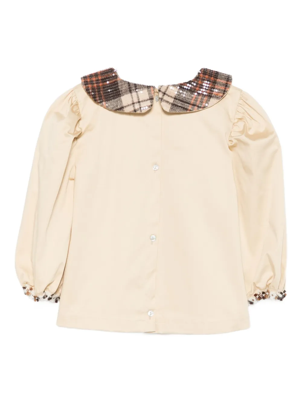 Alapage Checked-collar Blouse In Neutral