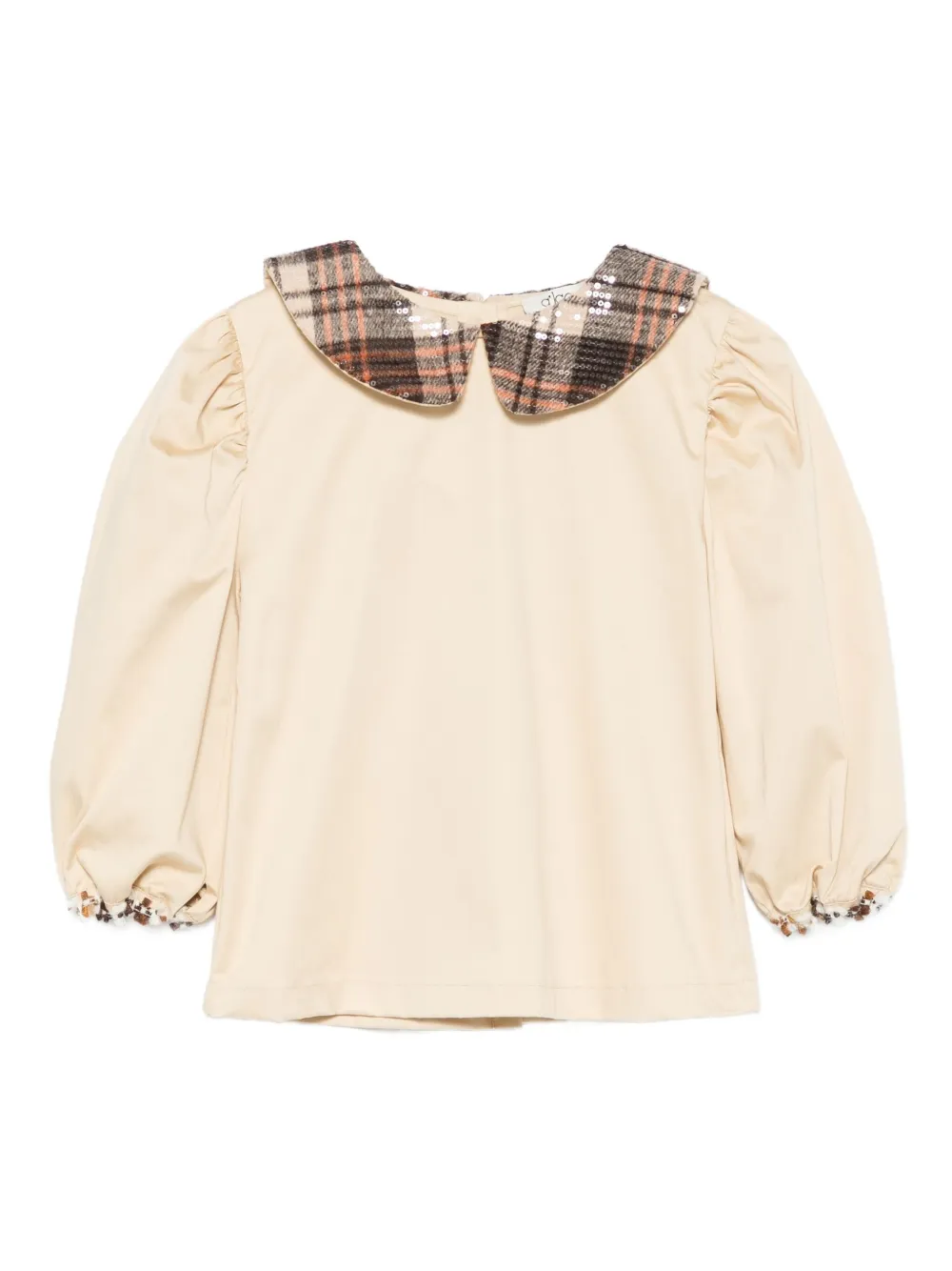alapage checked-collar blouse | Neutrals | Image 1