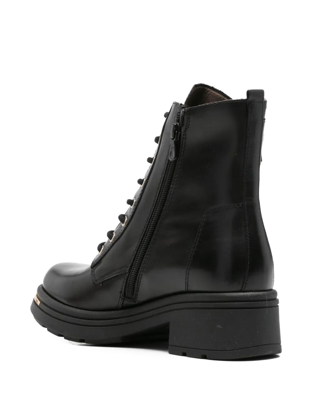 Nero Giardini 45mm Lace-up Leather Combat Boots In Black