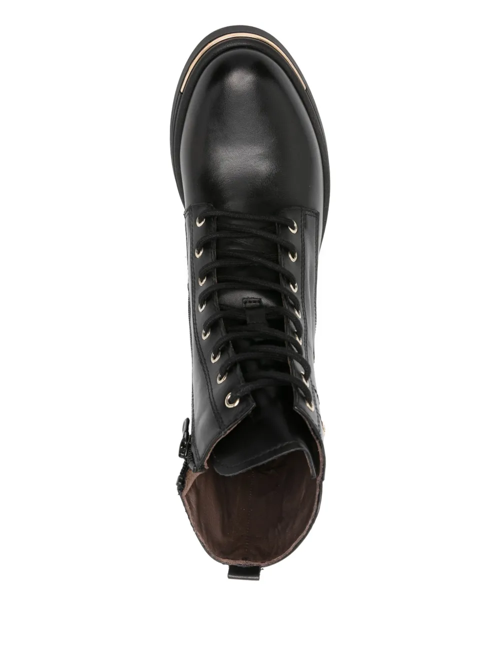 Nero Giardini 45mm Lace-up Leather Combat Boots In Black