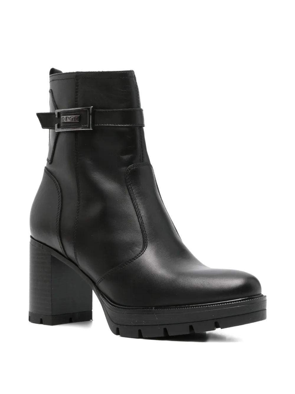Nero Giardini Buckle-strap Ankle Boots In Black