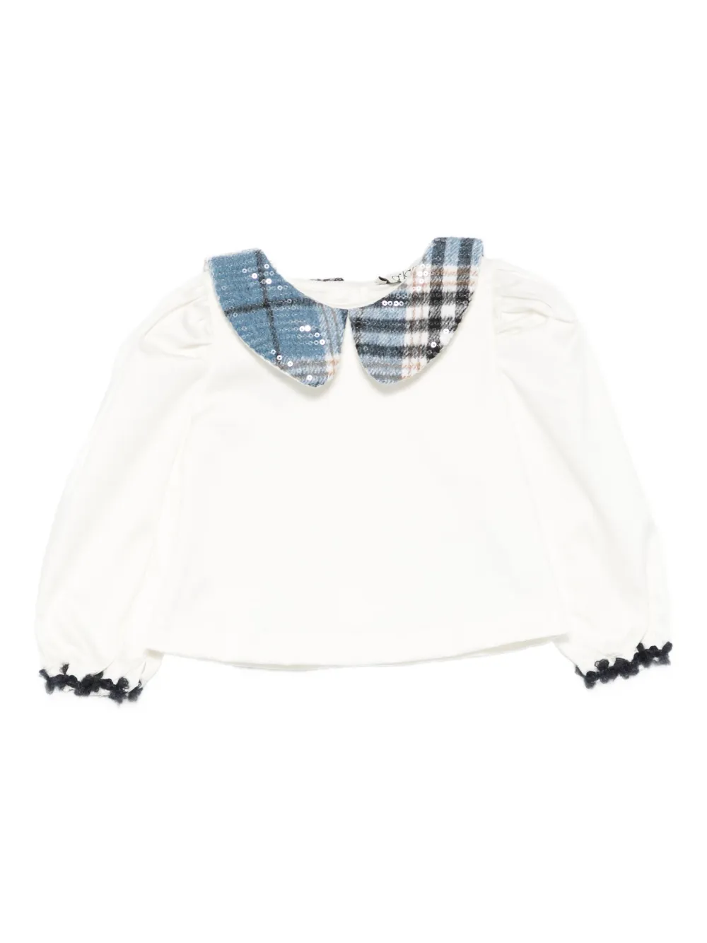 Alapage Sequin-embellished Check-collar Blouse In White