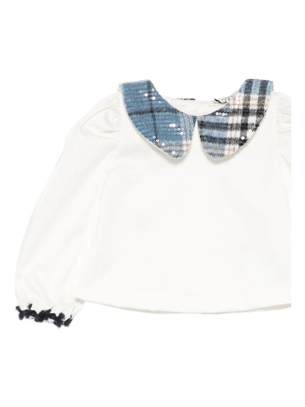 Alapage Sequin-embellished Check-collar Blouse In White