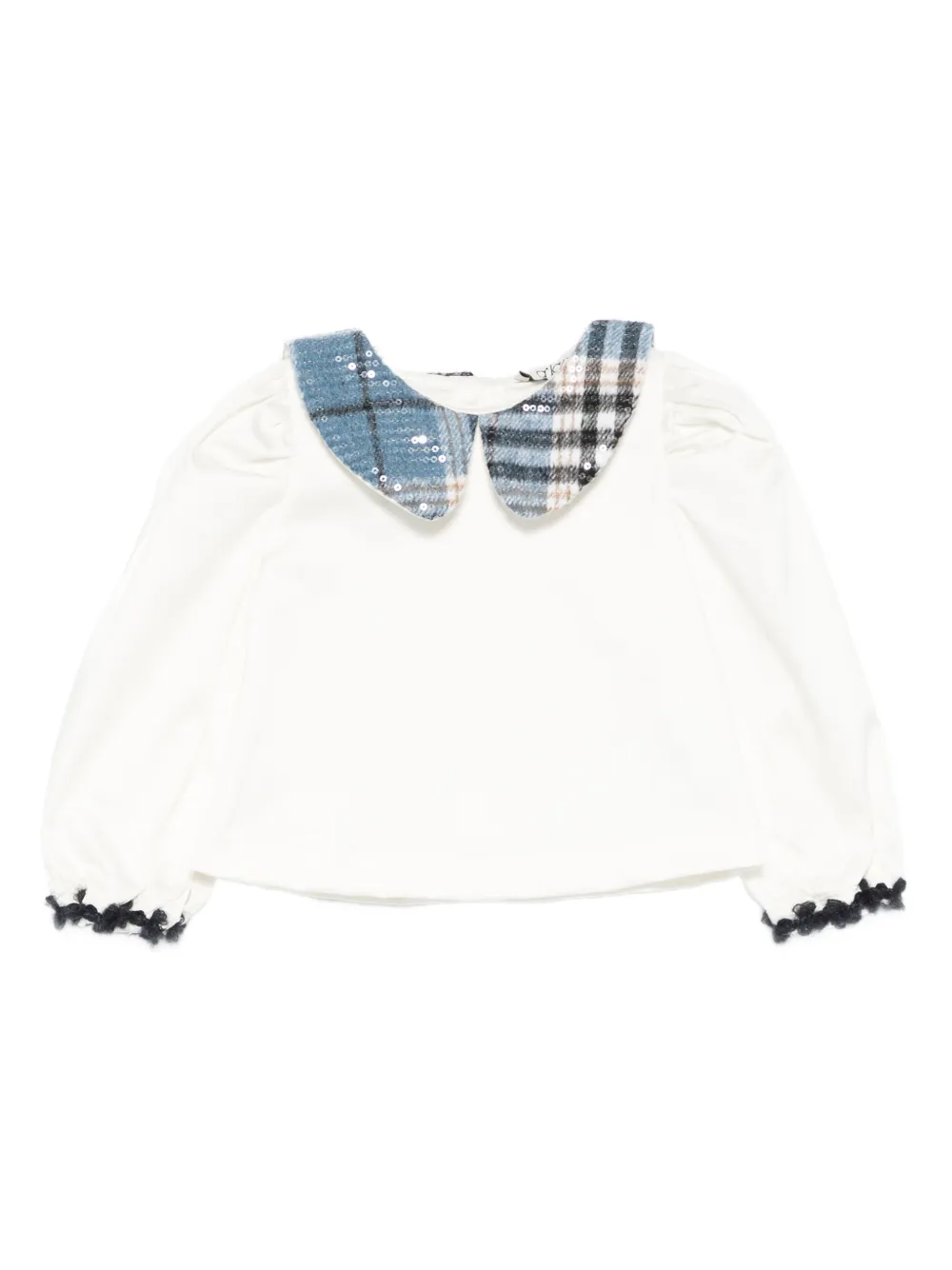 alapage sequin-embellished check-collar blouse | White | Image 1