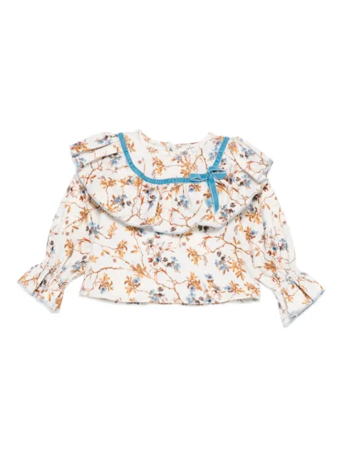 alapage ruffled-collar floral-print top