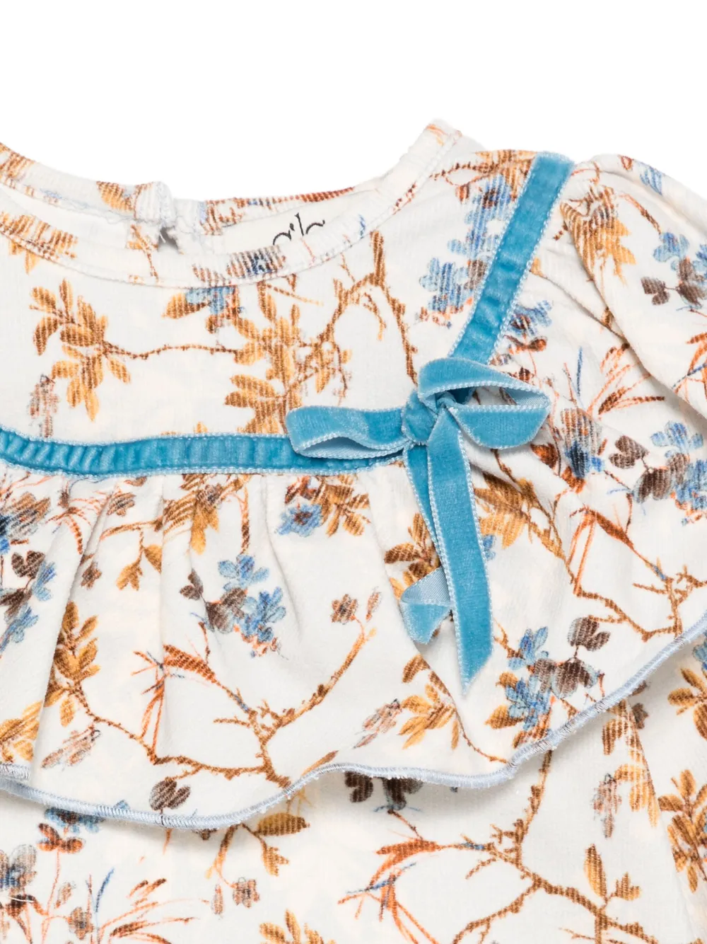 alapage Top met ruchekraag en bloemenprint Beige