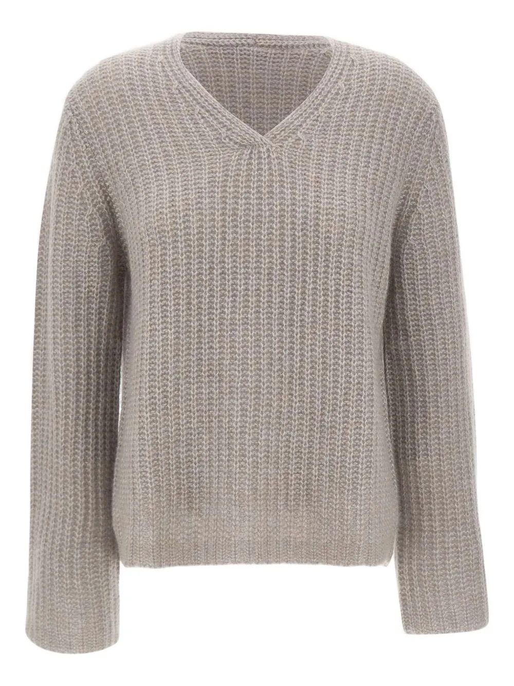 Hemisphere textured V-neck jumper - グレー Hemisphere textured V-neck jumper - グレー