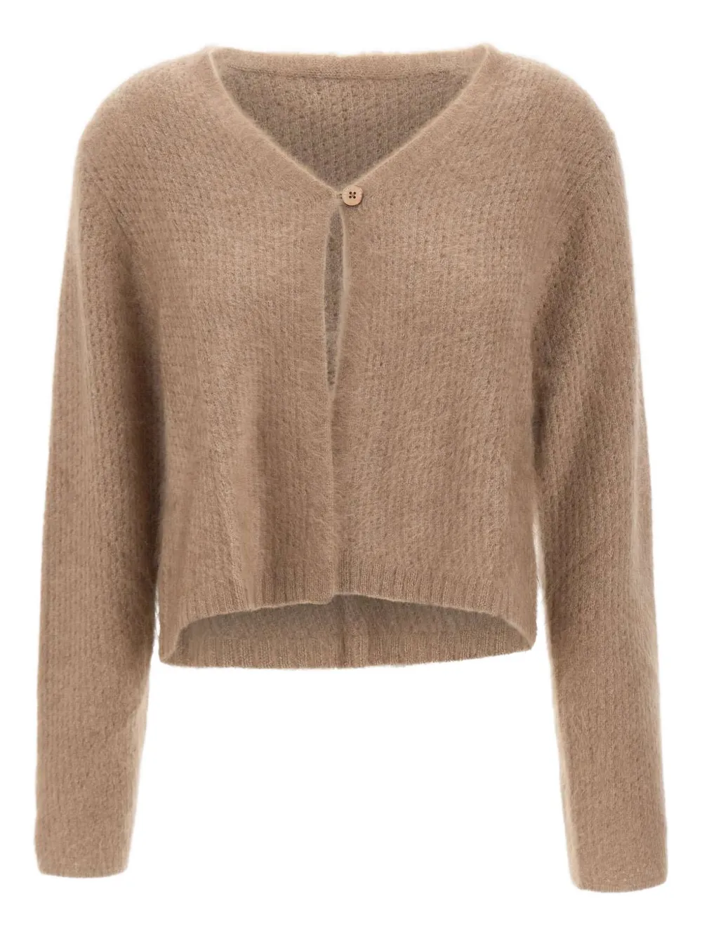 Hemisphere textured single-button cardigan - ブラウン Hemisphere textured single-button cardigan - ブラウン