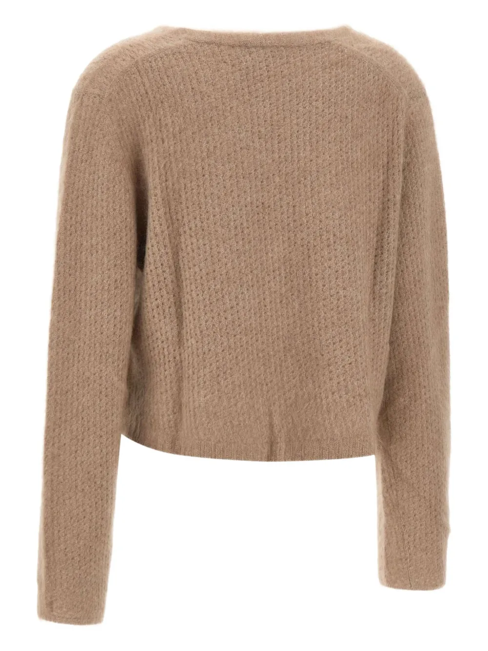 Hemisphere Textured Single-button Cardigan In Brown