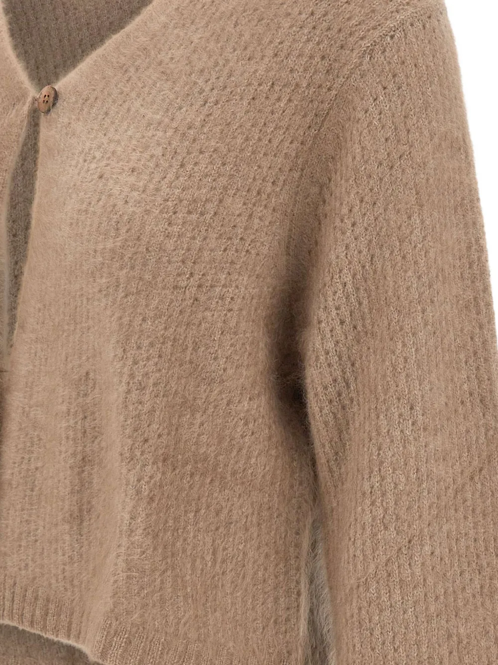 Hemisphere Textured Single-button Cardigan In Brown