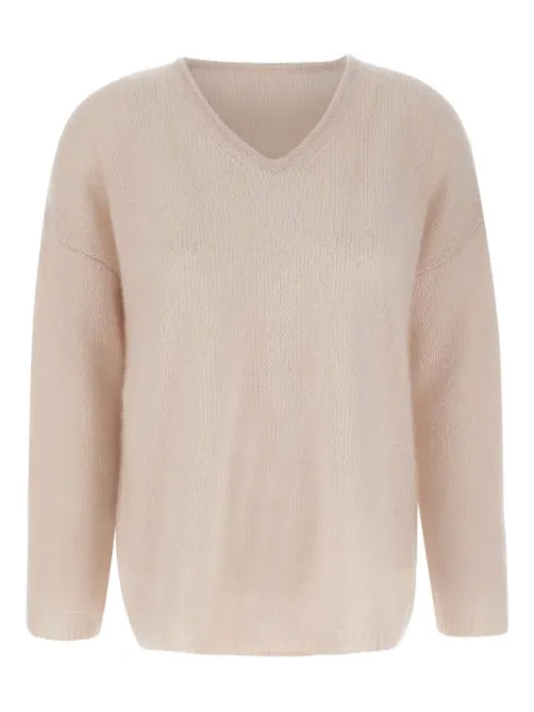 Hemisphere V-neck ribbed jumper