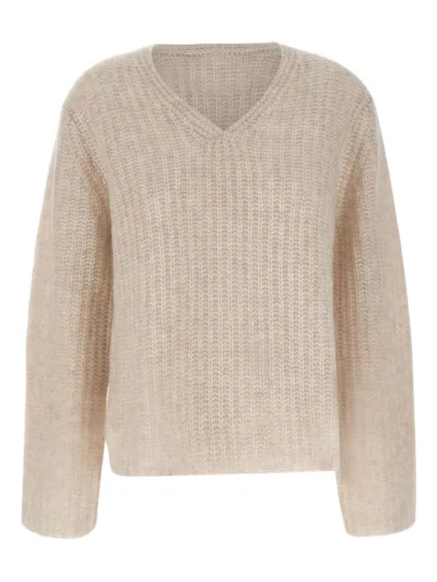 Hemisphere textured V-neck jumper