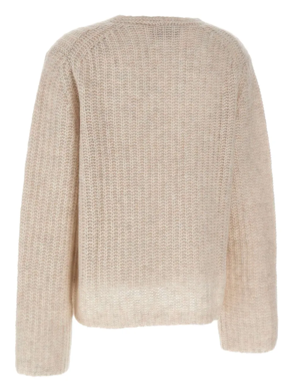 Hemisphere Textured V-neck Jumper In Neutral