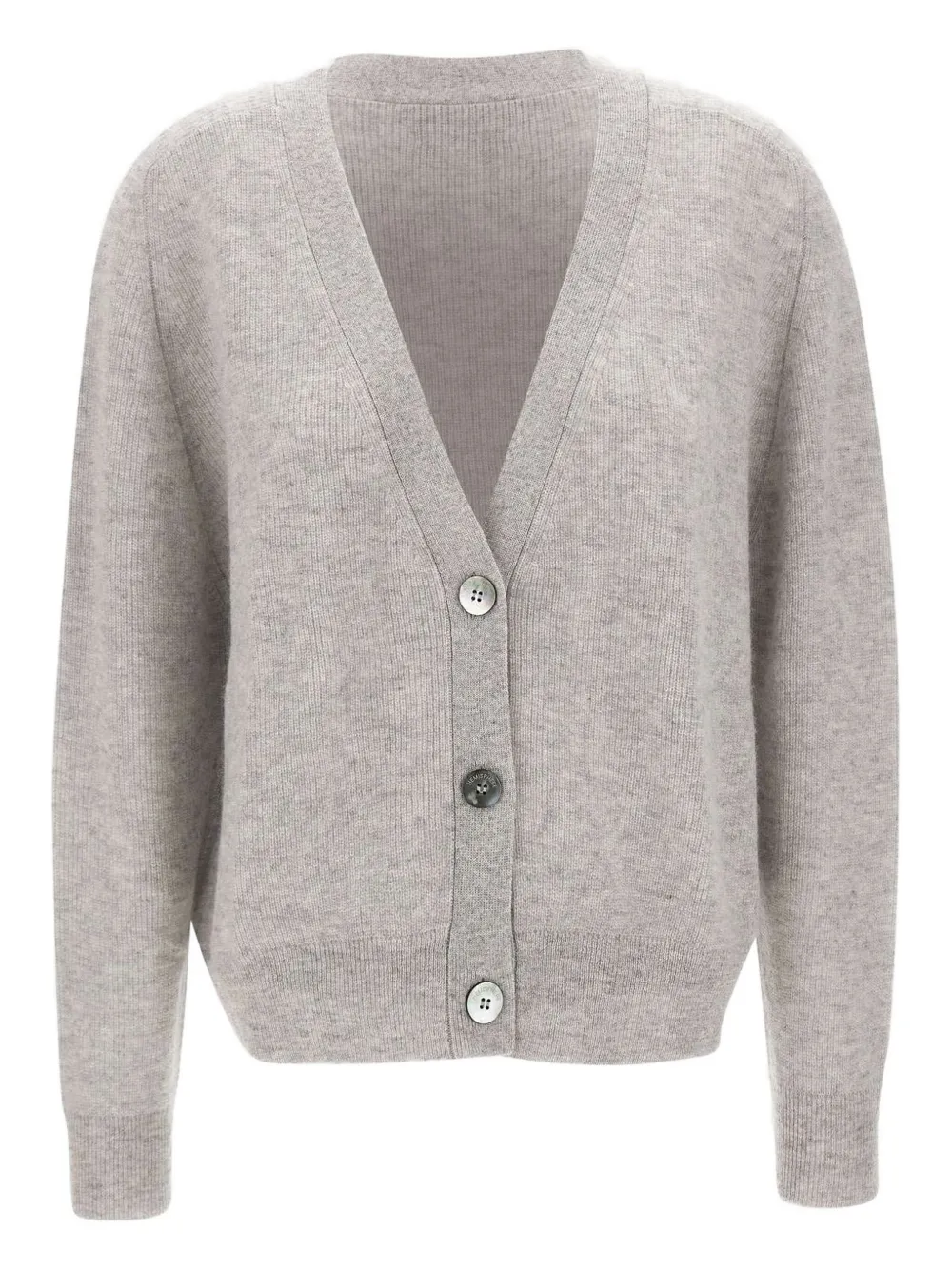 Hemisphere V-neck ribbed cardigan - グレー Hemisphere V-neck ribbed cardigan - グレー