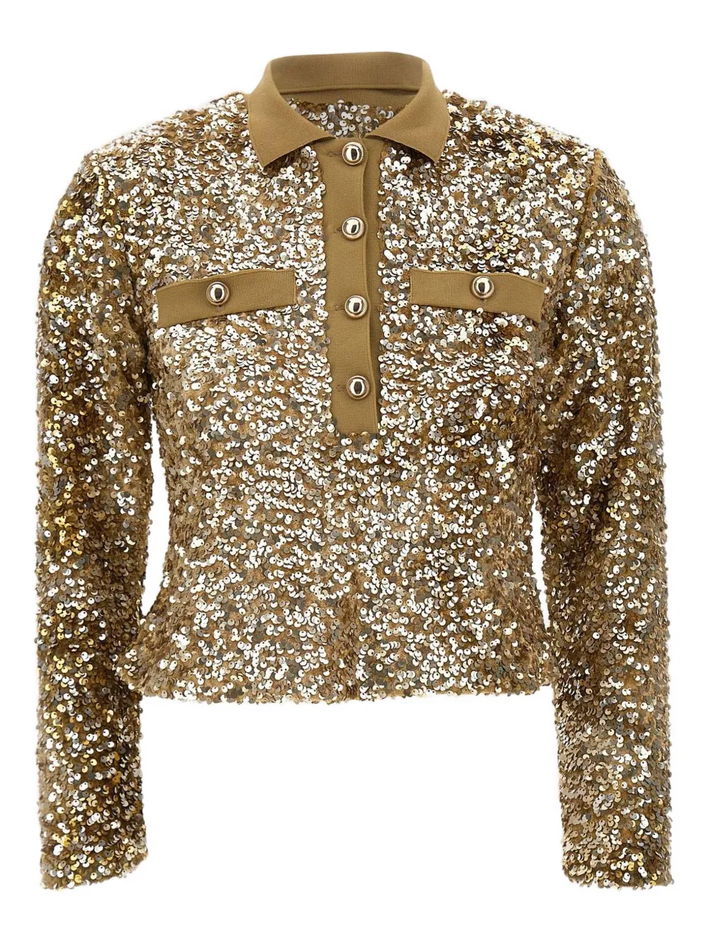 Marella sequin-embellished polo shirt | Brown | Image 1