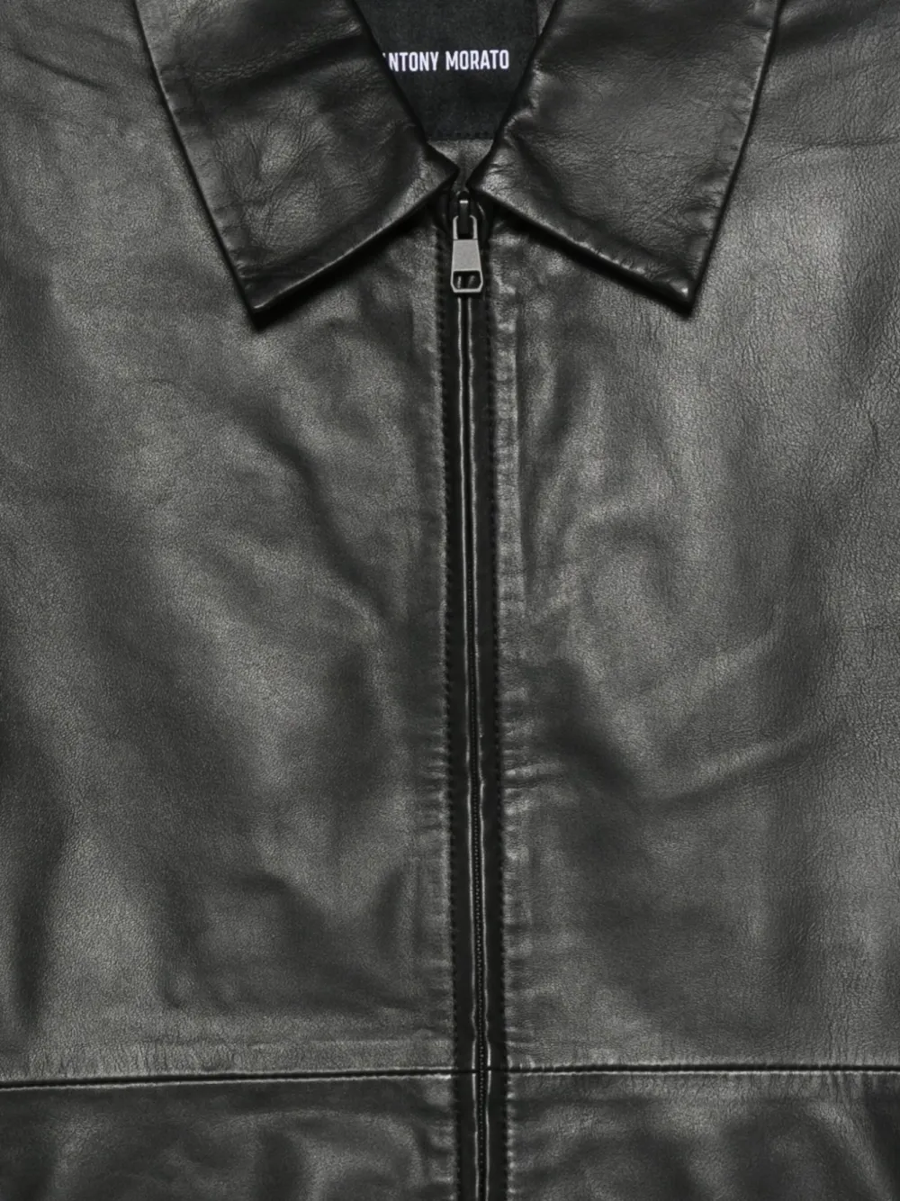 Antony Morato Zip-up Leather Jacket In Black