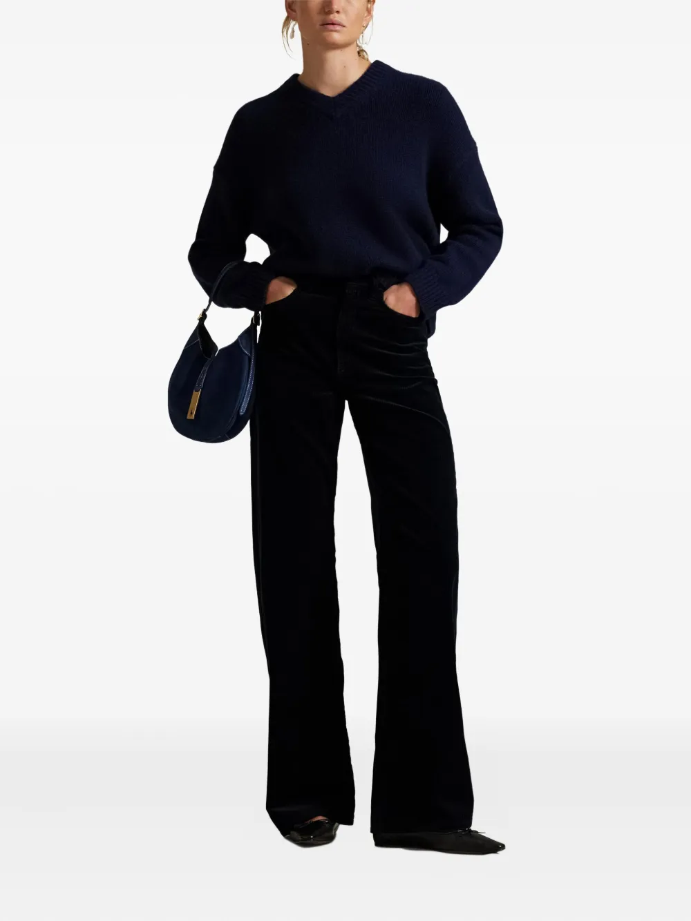 Polo Ralph Lauren corduroy high-waisted trousers - Blauw