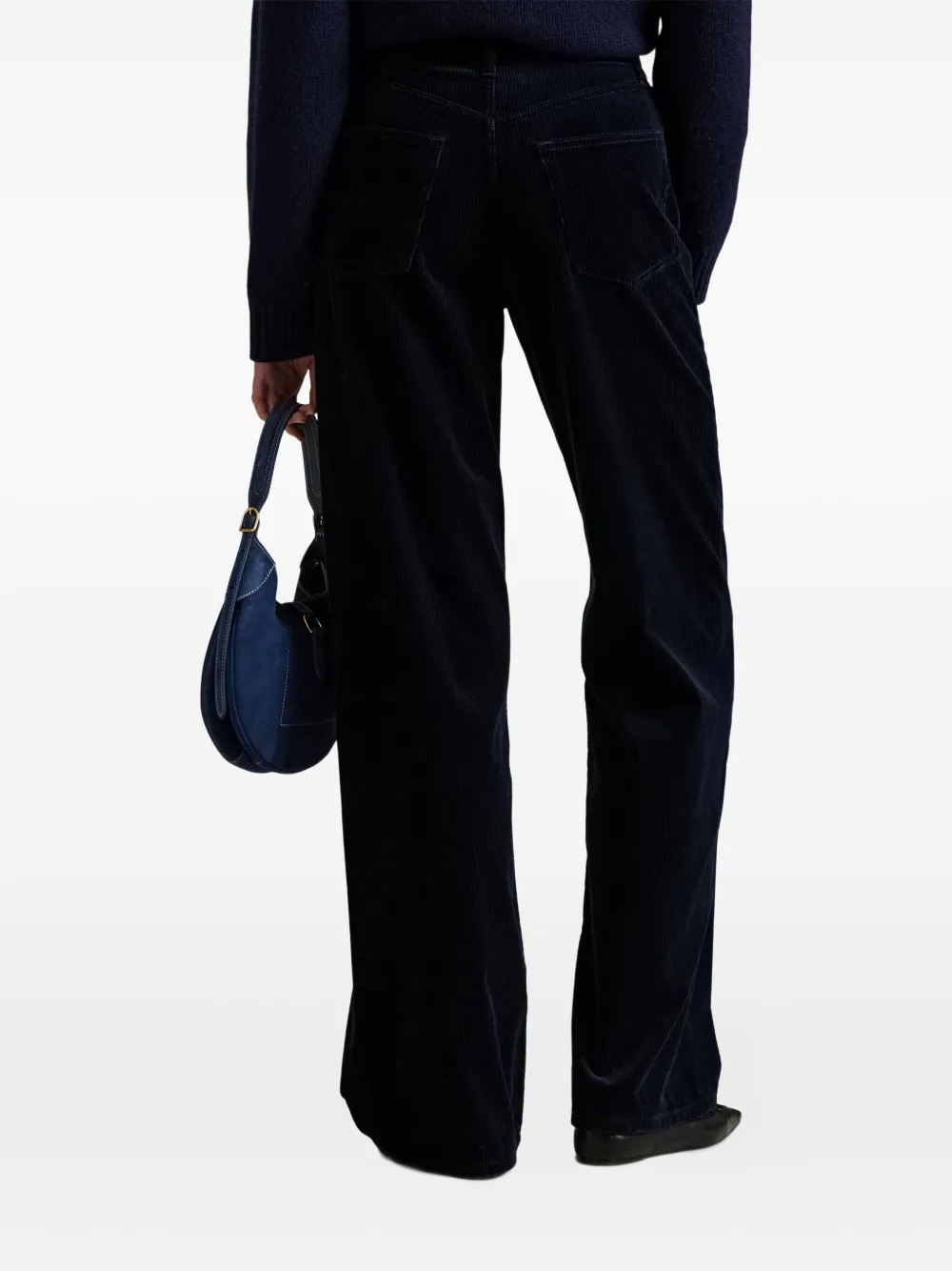 Polo Ralph Lauren Corduroy High-waisted Trousers In Black