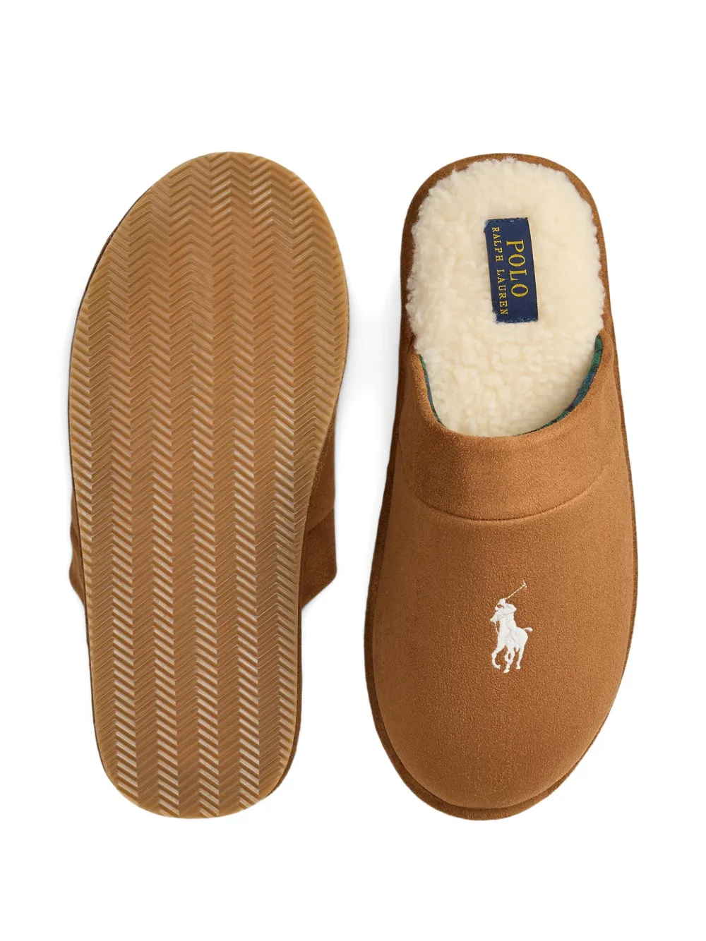 Polo Ralph Lauren Klarence slippers met logo Bruin
