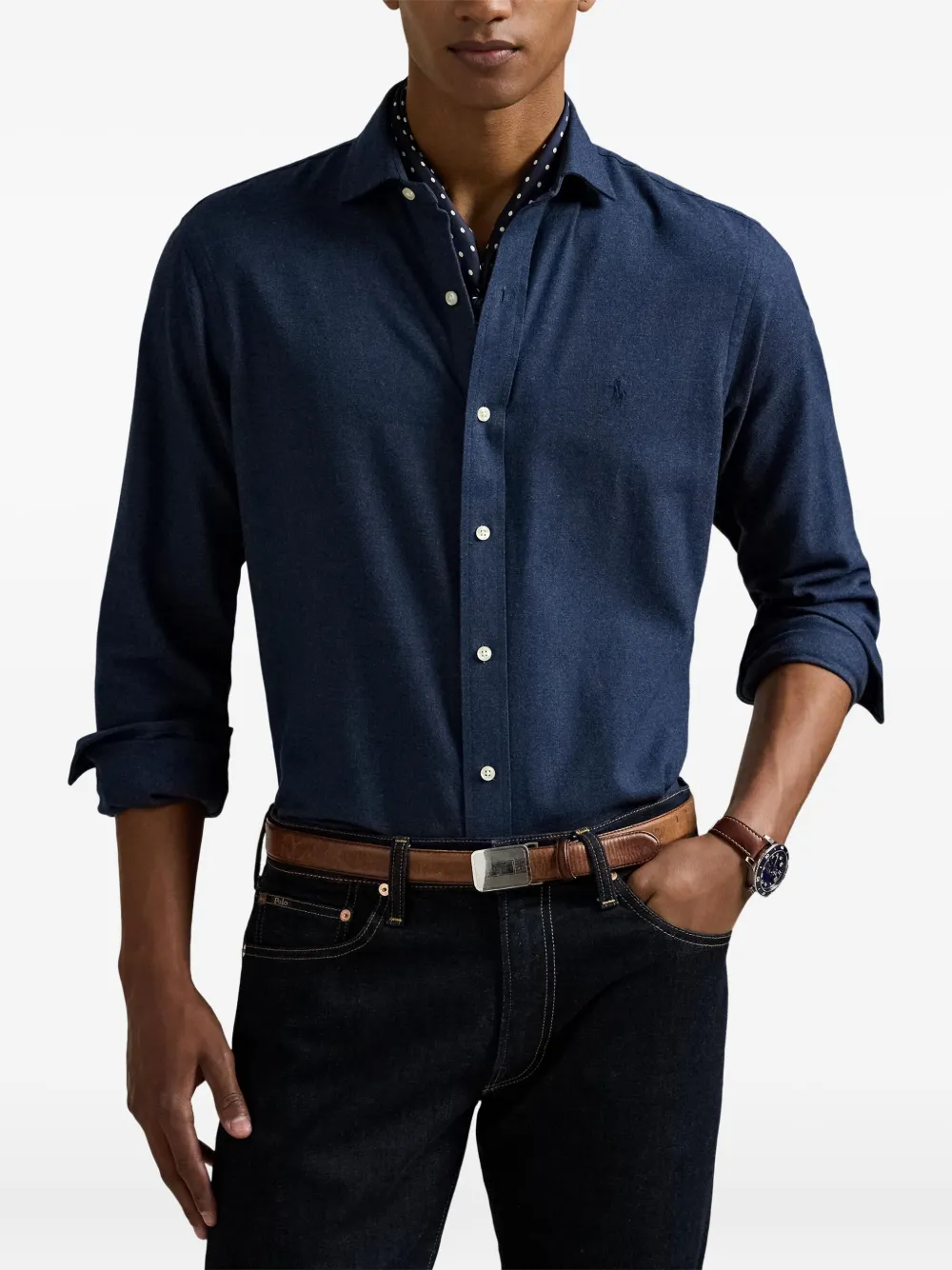 Polo Ralph Lauren Twill Long-sleeve Sport Shirt In Blue