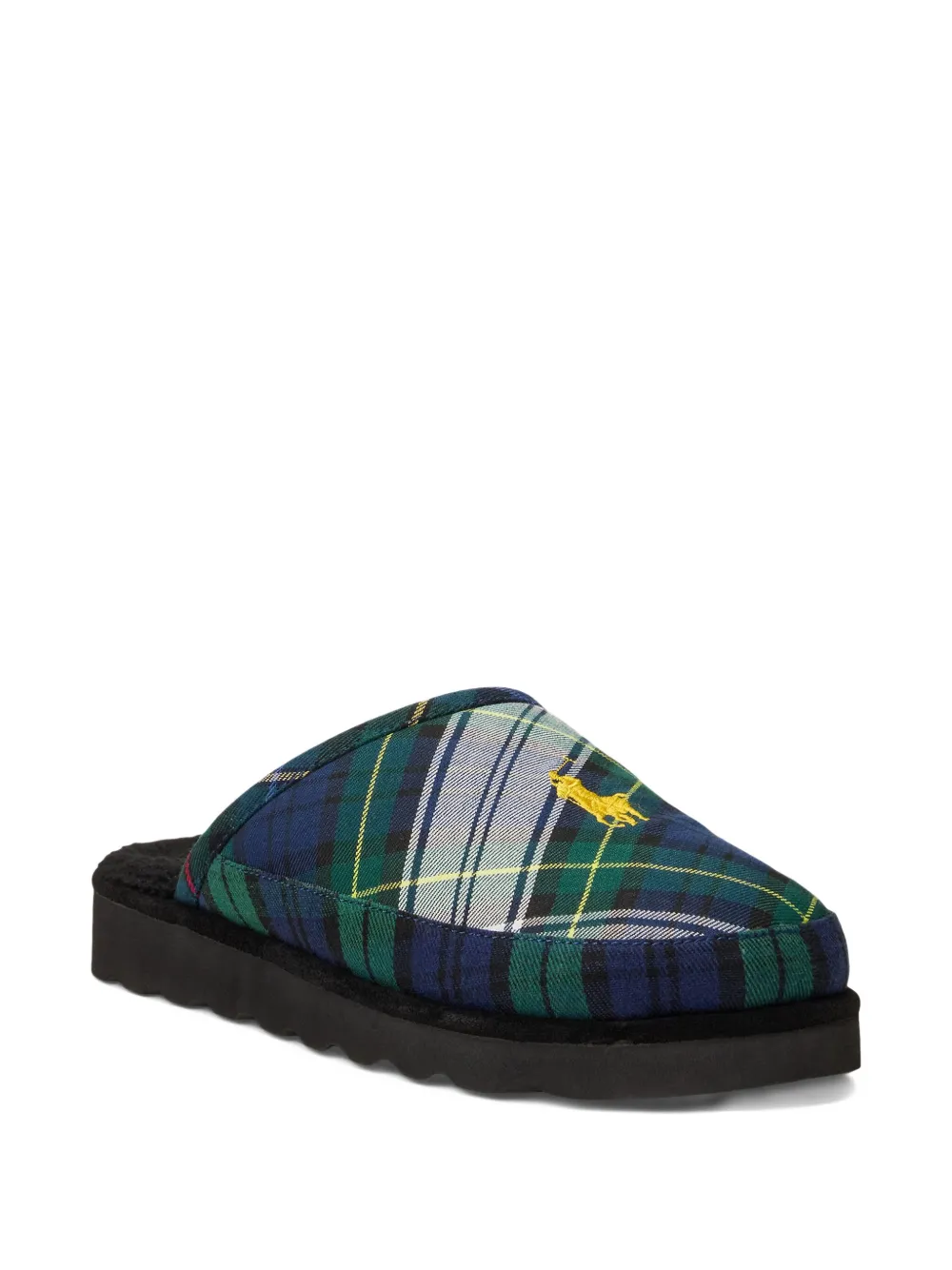 Polo Ralph Lauren Slippers met geborduurde tartan ruit Blauw
