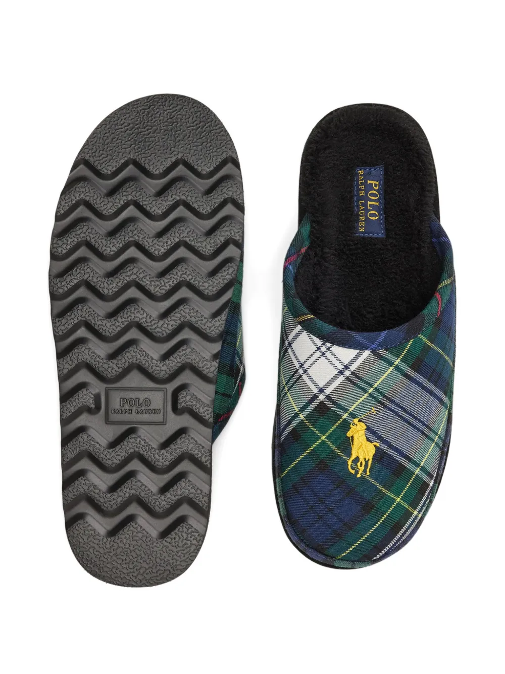 Polo Ralph Lauren Slippers met geborduurde tartan ruit Blauw